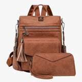 Bags : Grand Sac à dos pour Femme en Cuir Véritable Noir avec Compartiments pour le Travail et les Voyages in G van Seroa