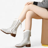 Shoes : Bottes Femme Cuir Perforées Véritable in van Seroa