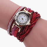 Montre Femme Élégante avec Bracelet Long en Cuir Véritable Noir - Style Unique