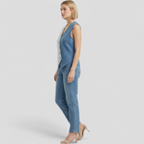 top blouses : Blouse Sans Manches avec Boutons Asymétriques Femme in van Seroa