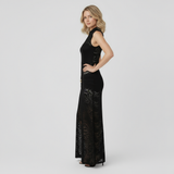 dresses : Robe de Soirée en Dentelle Transparente avec Fente Haute Lara Femme in van Seroa