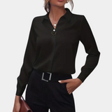 top blouses : Chemisier Femme en Tissu Doux top blouses Chemise Casual in Noir van Seroa