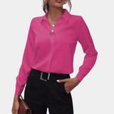 top blouses : Chemisier Femme en Tissu Doux top blouses Chemise Casual in Rose rouge van Seroa