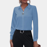 top blouses : Chemisier Femme en Tissu Doux top blouses Chemise Casual in Bleu ciel van Seroa