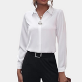 top blouses : Chemisier Femme en Tissu Doux top blouses Chemise Casual in Blanc van Seroa