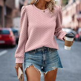 Sweatshirts pour femmes : Sweat Capuche Femme Manches Bouffantes in Rose van Seroa
