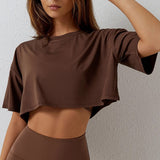 T-shirts pour femmes : T-shirt Femme Coton Ample in Brun US van Seroa