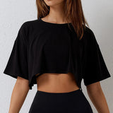 T-shirts pour femmes : T-shirt Femme Coton Ample in Noir US van Seroa