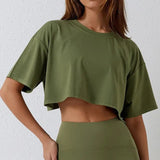 T-shirts pour femmes : T-shirt Femme Coton Ample in Vert US van Seroa
