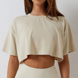 T-shirts pour femmes : T-shirt Femme Coton Ample in Beige US van Seroa