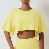 T-shirts pour femmes : T-shirt Femme Coton Ample in Jaune US van Seroa