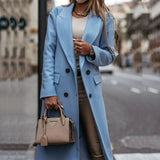 Autumn Collection : Trench Femme Manteau Beige Élégant Classique Coton in Bleu van Seroa