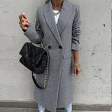 Autumn Collection : Trench Femme Manteau Beige Élégant Classique Coton in Gris van Seroa
