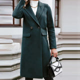 Autumn Collection : Trench Femme Manteau Beige Élégant Classique Coton in Vert foncé van Seroa