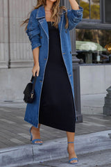 Autumn Collection : Trench Femme Ajusté Jean in Bleu L van Seroa