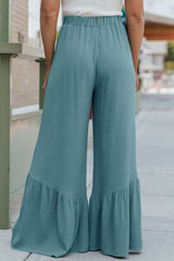 skirts : Pantalon Fluide Femme Large Taille Haute in Turquoise van Seroa