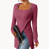 other : Gilet sans Manche Femme Élégant Côtelé Asymétrique in Rouge Rose van Seroa