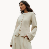 top blouses : Gilet sans Manche Femme Évasé Élégant Boutonné in van Seroa