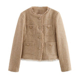 Autumn Collection : Veste Ajustée Femme en Tweed Élégant Style Chic et Confortable in van Seroa
