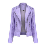 Autumn Collection : Veste Cuir Décontractée Polyester Femme Autumn Collection in Violet Foncé van Seroa