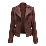 Autumn Collection : Veste Cuir Décontractée Polyester Femme Autumn Collection in Café van Seroa