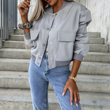 Autumn Collection : Veste Femme Décontracté Coton in Gris van Seroa
