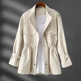 Autumn Collection : Veste Femme Printemps Élégant Automne Ajustée in Blanc Crème van Seroa