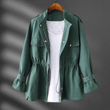 Autumn Collection : Veste Femme Printemps Élégant Automne Ajustée in Vert Forêt van Seroa
