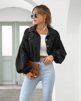 Manteaux et vestes pour femmes : Veste Femme Boutonné Courte Mode in Noir van Seroa