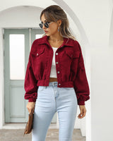 Manteaux et vestes pour femmes : Veste Femme Boutonné Courte Mode in Rouge bordeaux van Seroa