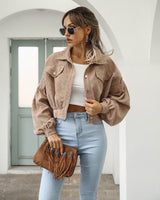 Manteaux et vestes pour femmes : Veste Femme Boutonné Courte Mode in Kaki van Seroa