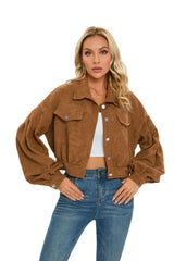 Manteaux et vestes pour femmes : Veste Femme Boutonné Courte Mode in Marron van Seroa