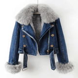 Autumn Collection : Veste Femme Chic Jean Doublure in Bleu foncé van Seroa
