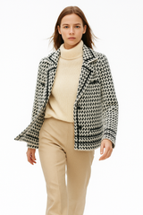 Autumn Collection : Veste Femme Maille Pied-de-poul in Blanc van Seroa