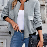 Autumn Collection : Bomber Femme Décontracté Coton in Gris van Seroa