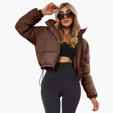 Vestes et manteaux pour femmes : Veste Femme Courte Pratique Capuch in Café van Seroa