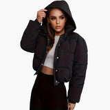 Vestes et manteaux pour femmes : Veste Femme Courte Pratique Capuch in Noir van Seroa