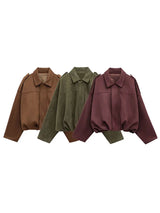 Autumn Collection : Veste Femme Décontractée en Daim Ample Marron Ver in van Seroa