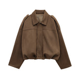Autumn Collection : Veste Femme Décontractée en Daim Ample Marron Ver in marron van Seroa