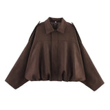 Autumn Collection : Veste Femme Décontractée en Daim Ample Marron Ver in café van Seroa