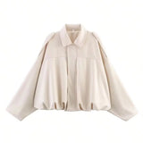 Autumn Collection : Veste Femme Décontractée en Daim Ample Marron Ver in beige van Seroa