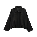 Autumn Collection : Veste Femme Décontractée en Daim Ample Marron Ver in noir van Seroa
