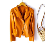 Autumn Collection : Veste en Cuir Noir Femme - Élégante & Tendance - Toutes Tailles in Orange safran van Seroa