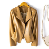 Autumn Collection : Veste en Cuir Noir Femme - Élégante & Tendance - Toutes Tailles in Beige chaud van Seroa