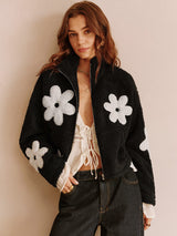 Vestes pour femmes : Veste Femme Moderne Imprimé Floral Tendance in Noir van Seroa