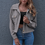 Autumn Collection : Veste Femme Velours Tendance Côtelé in Gris van Seroa