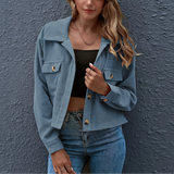 Autumn Collection : Veste Femme Velours Tendance Côtelé in Bleu van Seroa