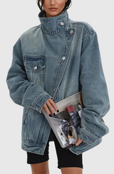 Vestes en denim pour femmes : Veste Jean Femme Denim Coton Bleu Ajustée in Gris van Seroa
