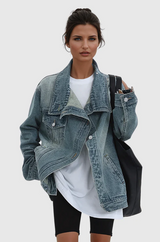 Vestes en denim pour femmes : Veste Jean Femme Denim Coton Bleu Ajustée in van Seroa