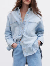 Autumn Collection : Veste Jean Femme Décontracté in Bleu clair van Seroa